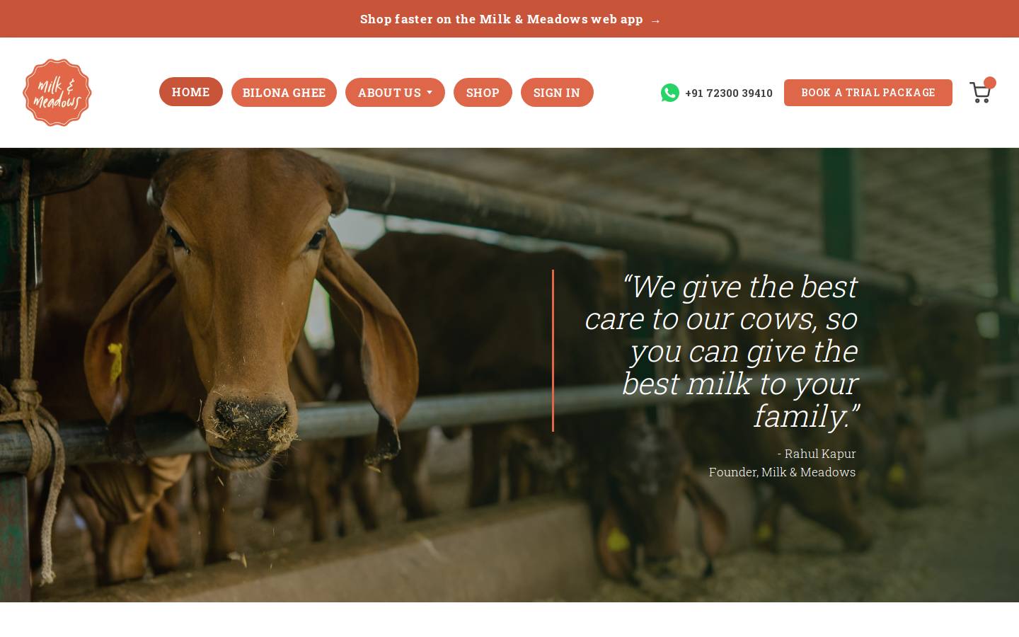 milkmeadows.com homepage screenshot