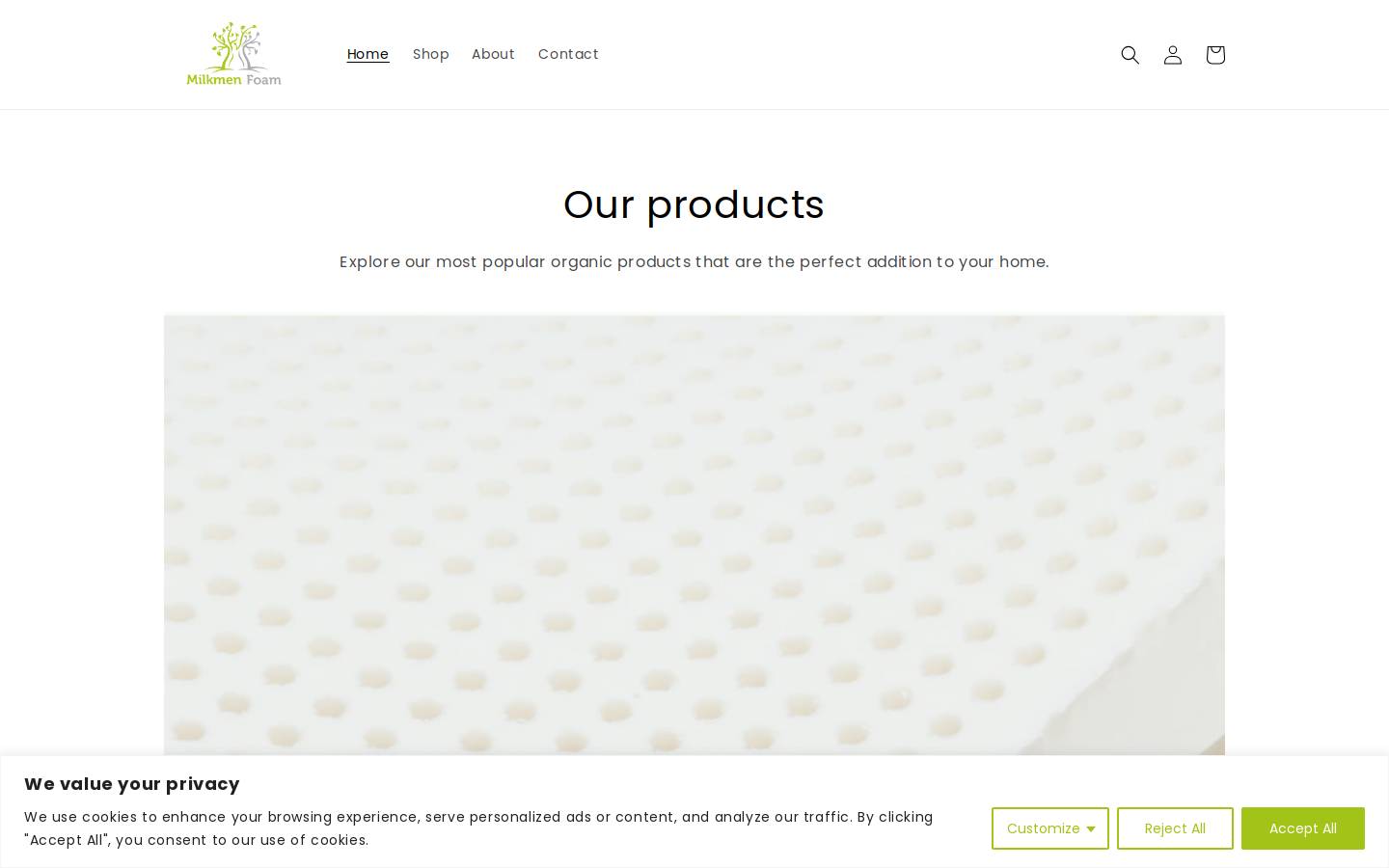 milkmenfoam.com homepage screenshot