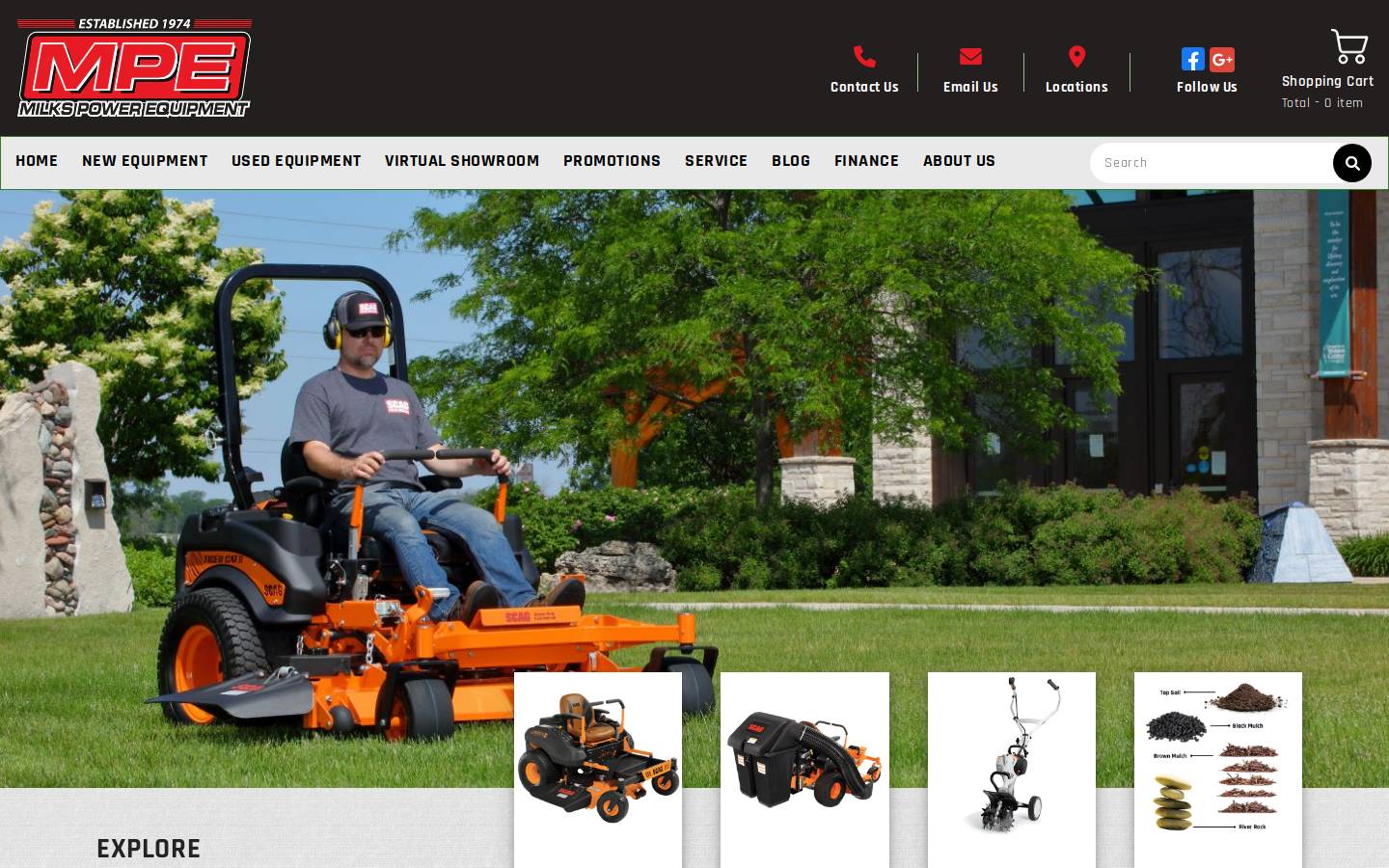 milkspowerequipment.com homepage screenshot