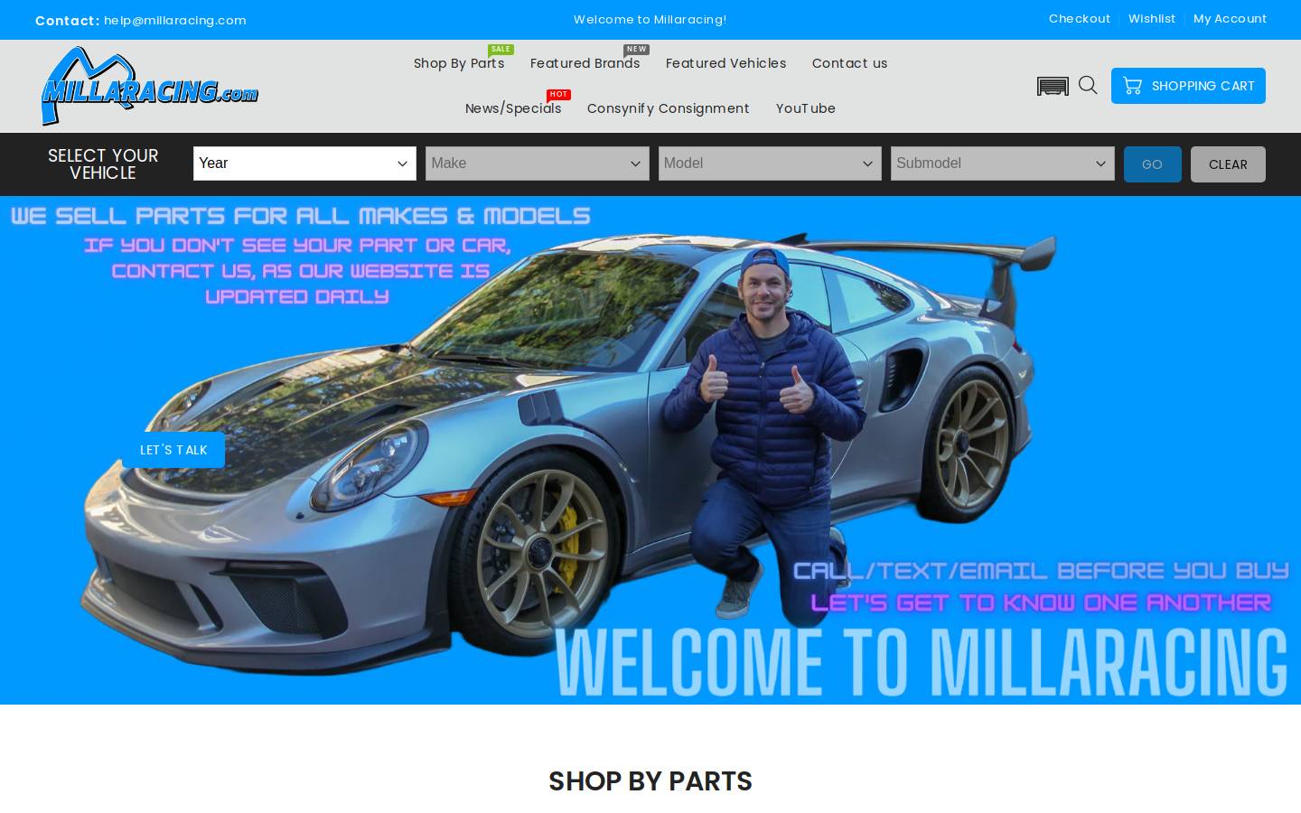 millaracing.com homepage screenshot