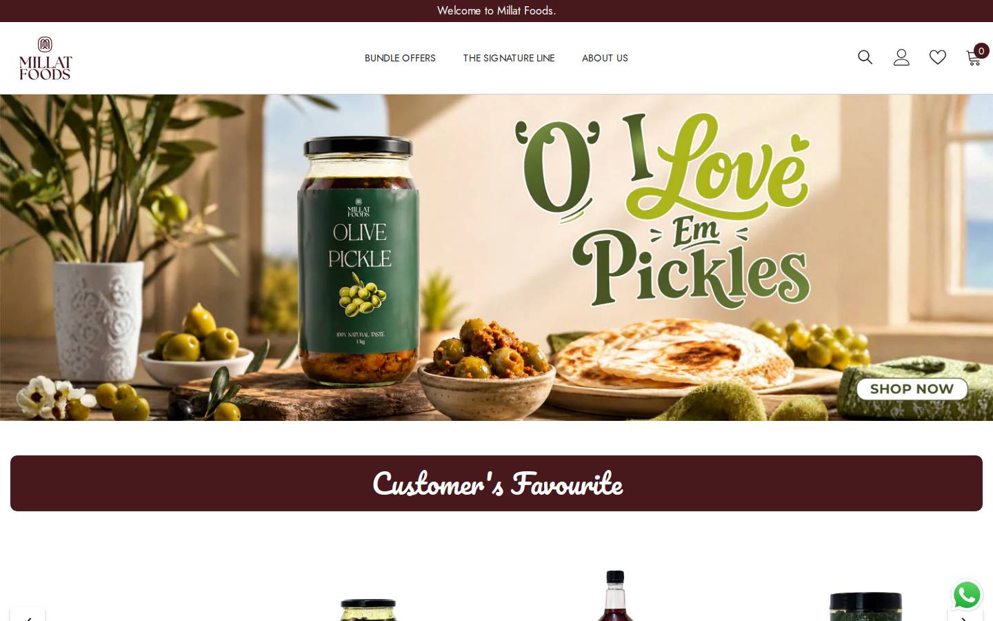 millatfoods.co homepage screenshot
