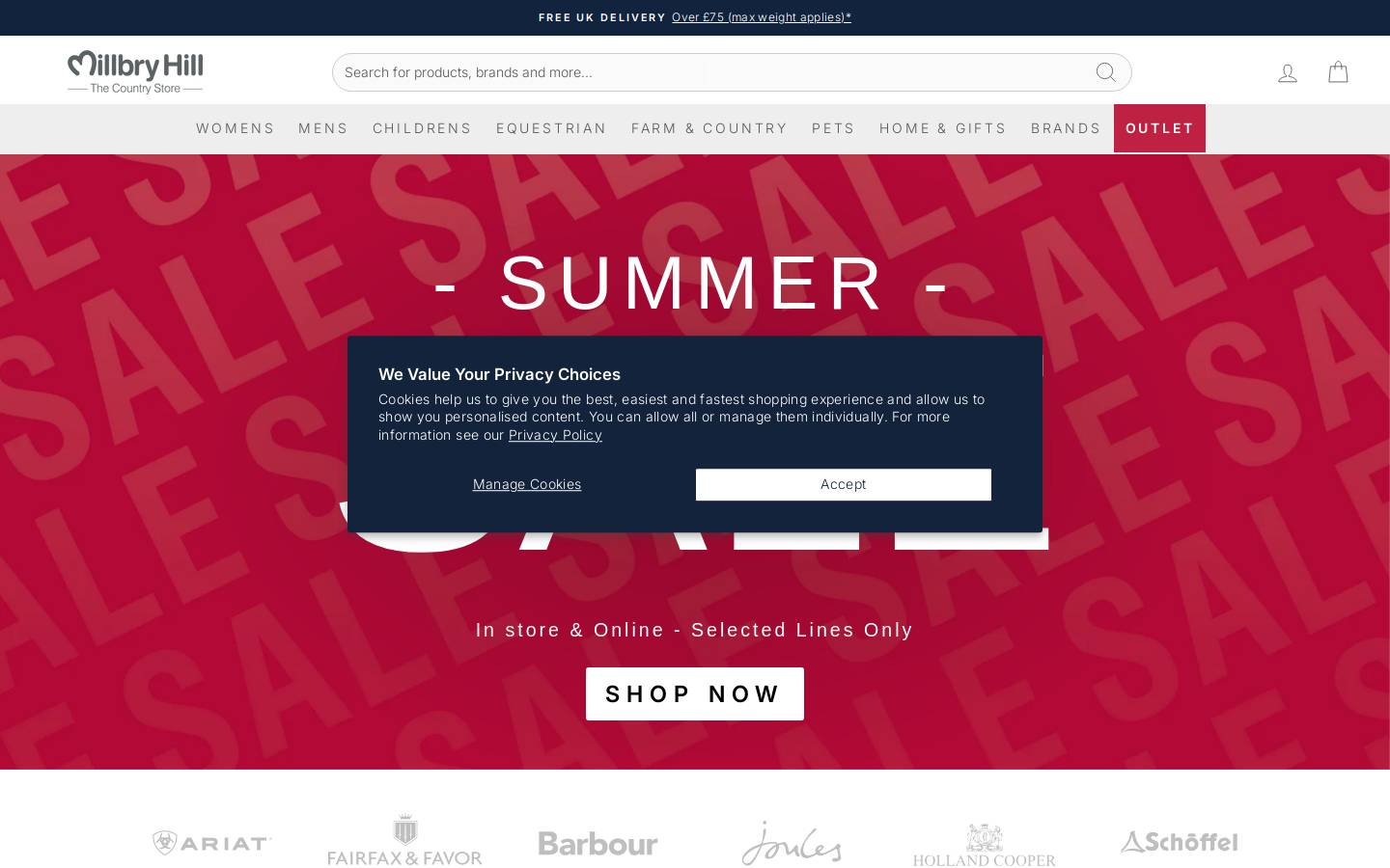 Millbry Hill homepage screenshot