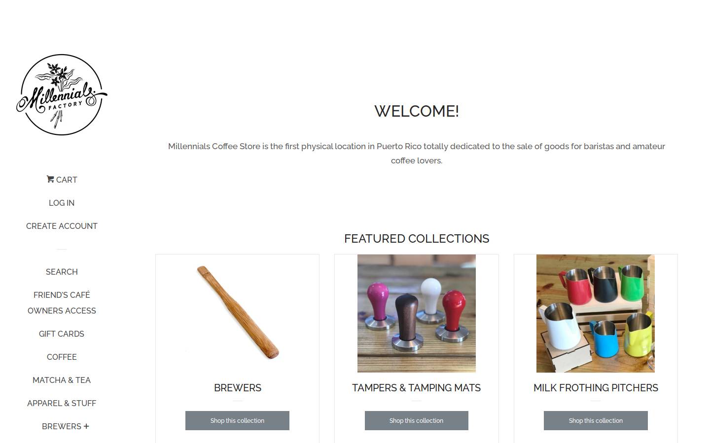 millennialscoffeepr.com homepage screenshot