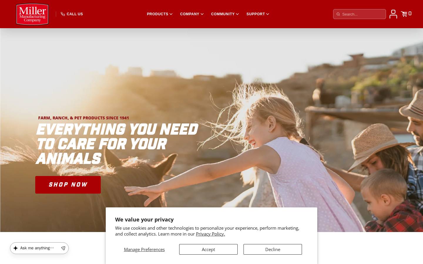 Miller Manufacturing Company homepage screenshot