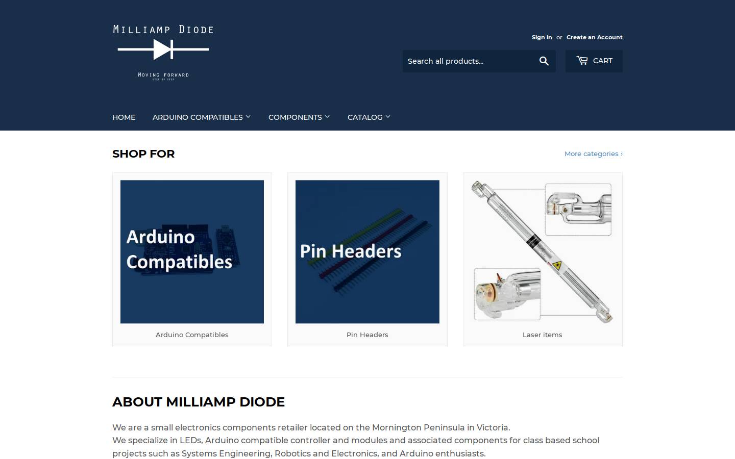 milliampdiode.com homepage screenshot
