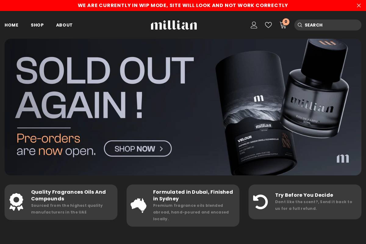 Millian homepage screenshot