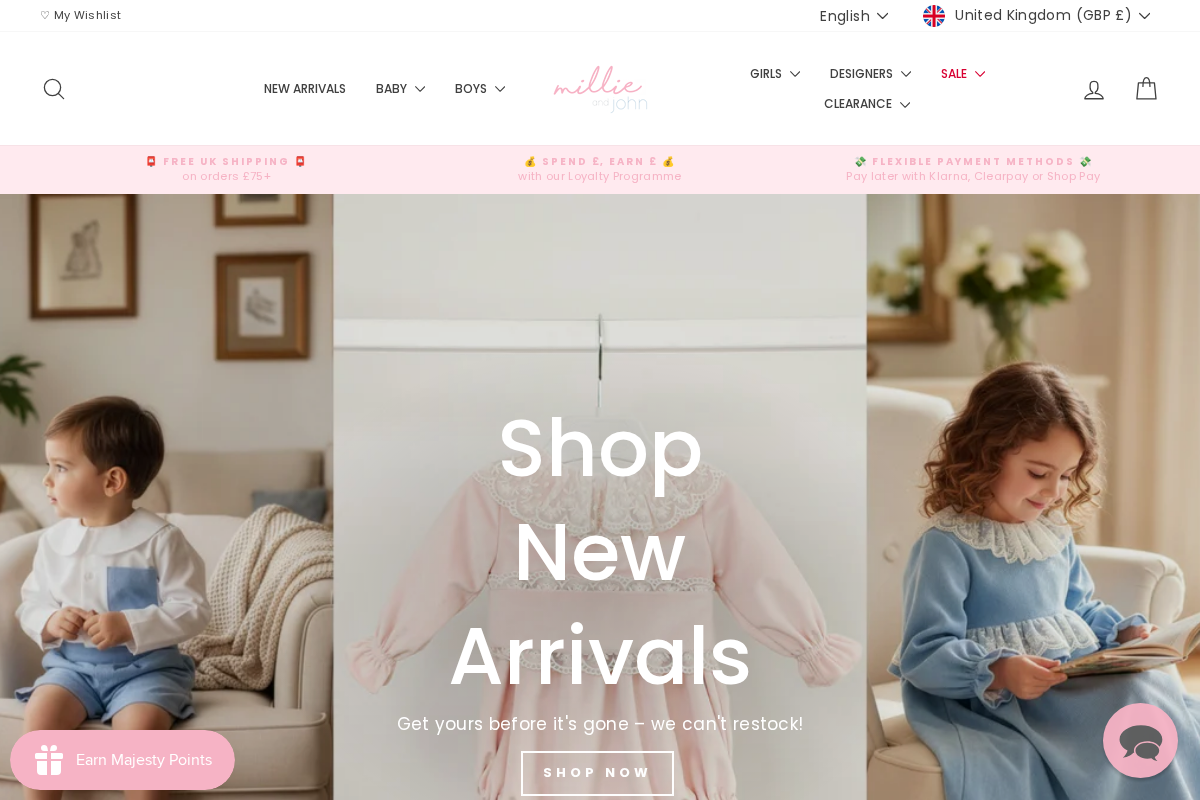 Millie and John homepage screenshot