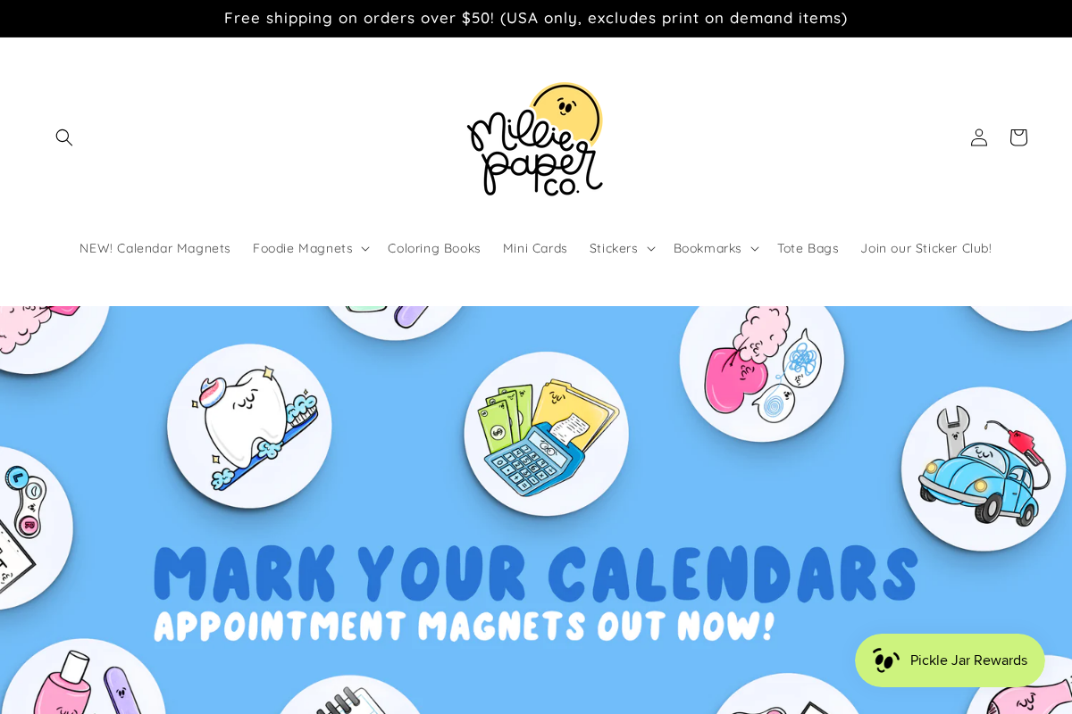 milliepaperco.com homepage screenshot