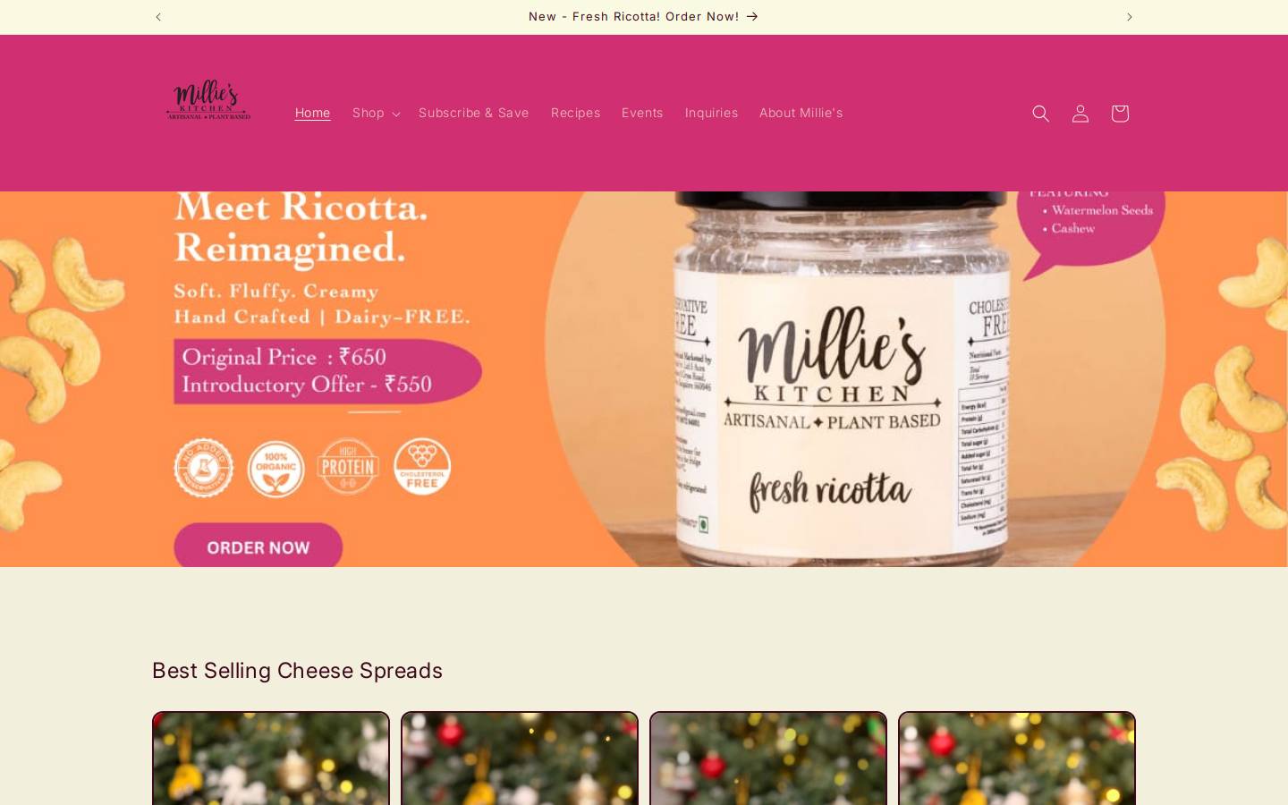 milliesvegancheese.com homepage screenshot