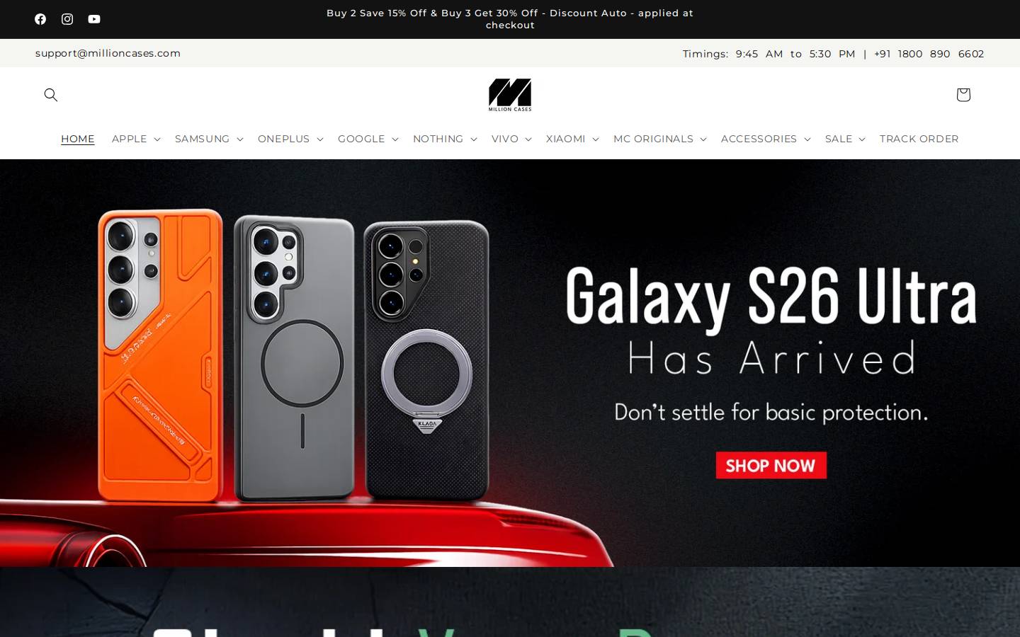Million Cases homepage screenshot