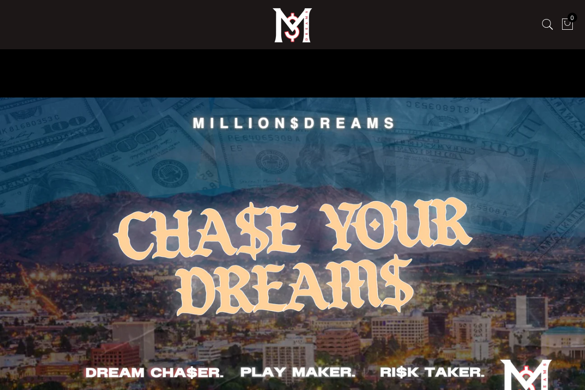 Million$Dreams Clothing homepage screenshot