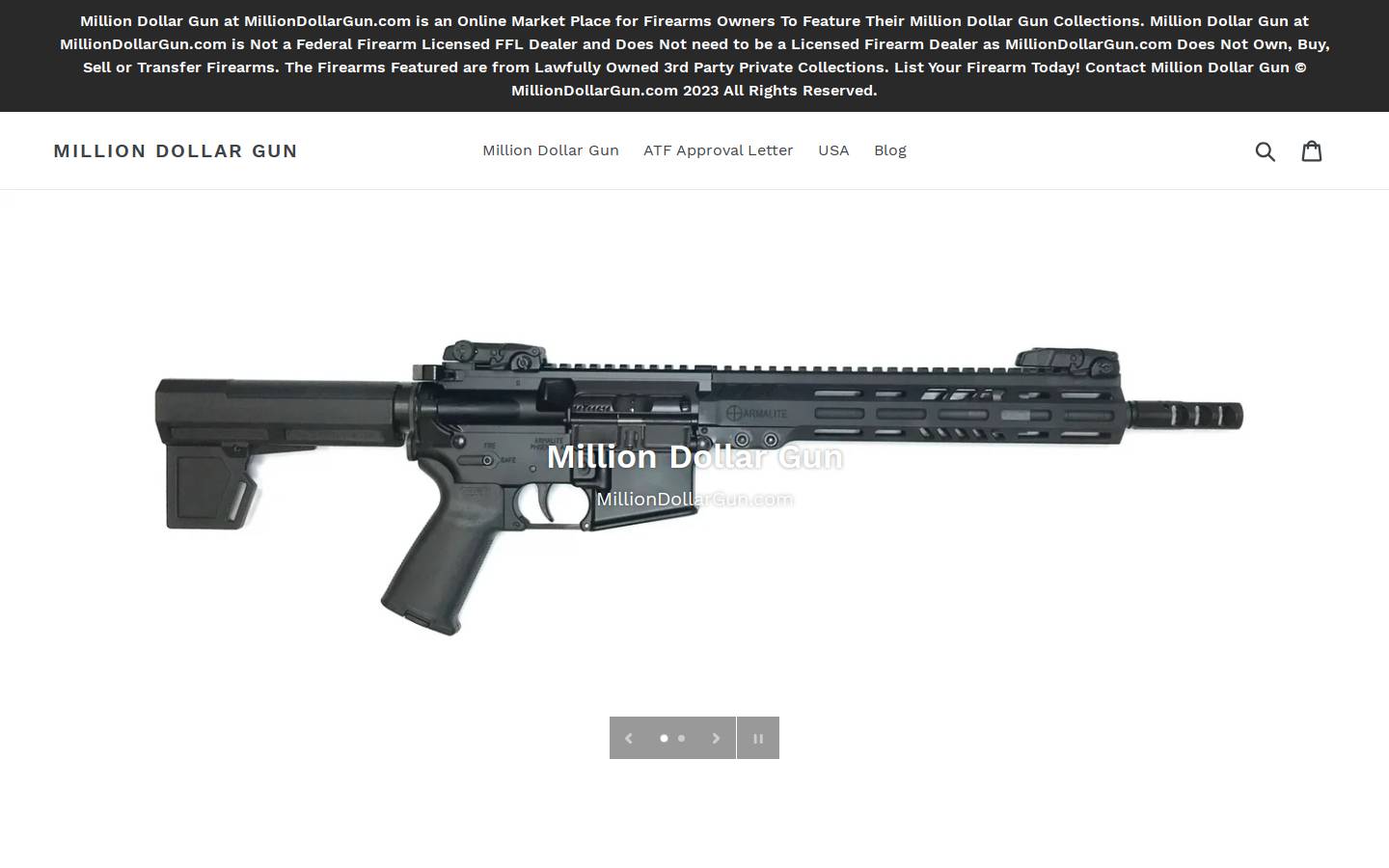 milliondollargun.com homepage screenshot