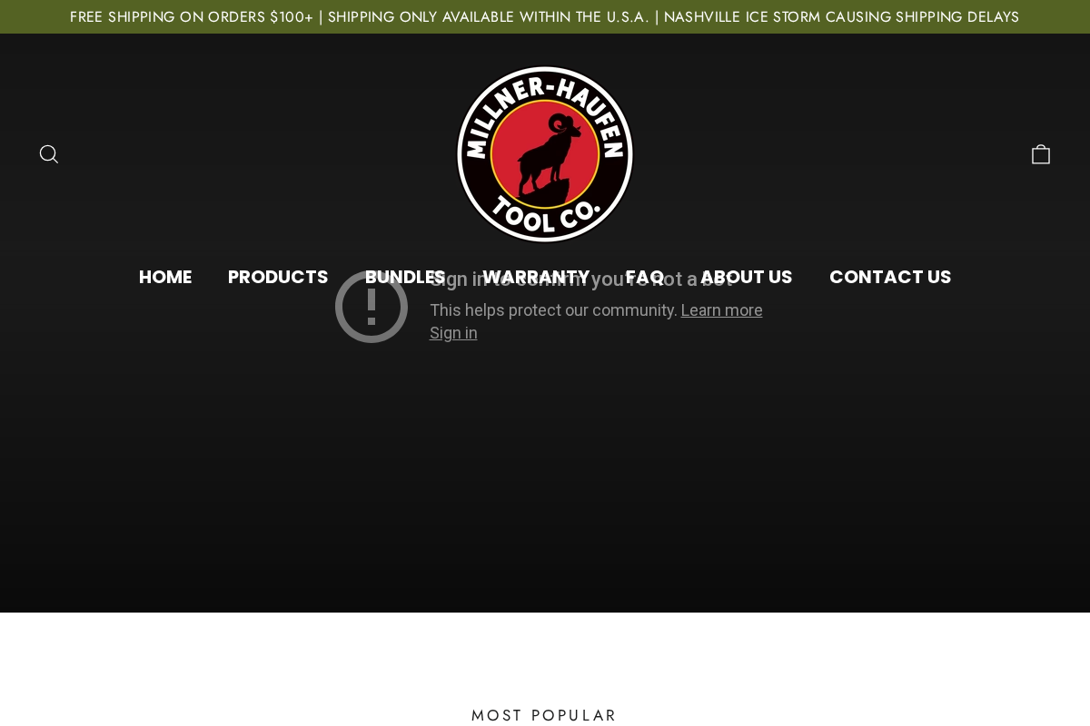 Millner-Haufen Tool Co. homepage screenshot