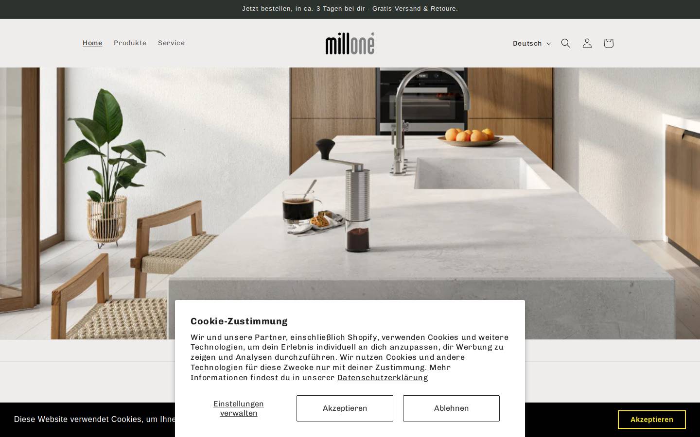 millone.de homepage screenshot