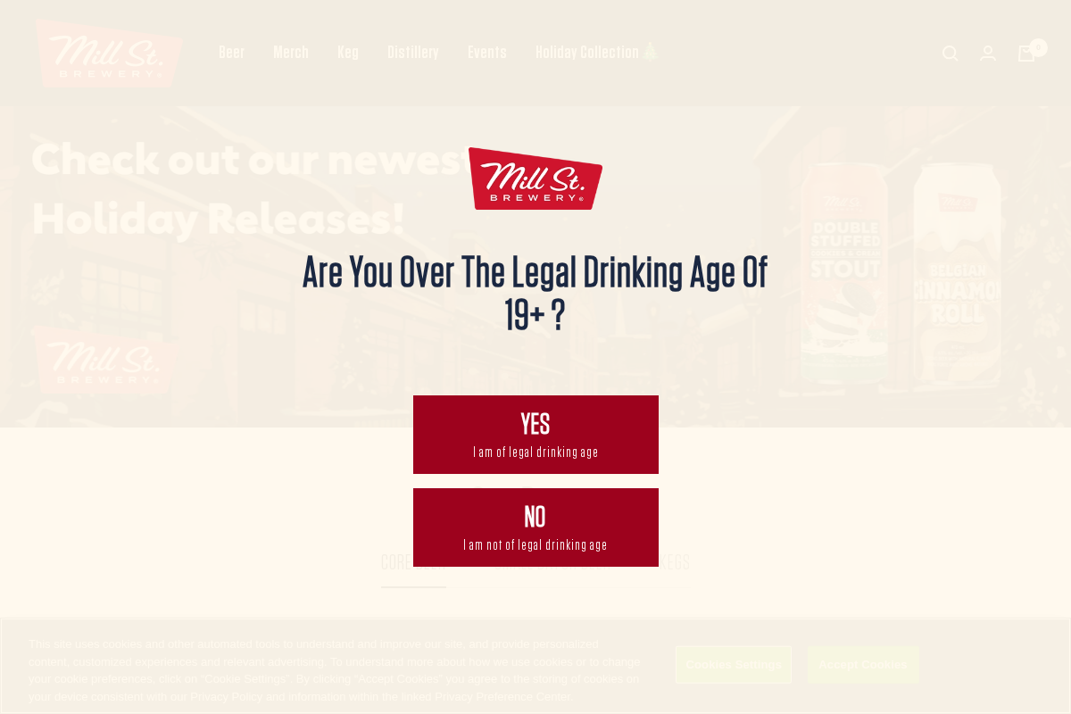 Mill Street Brewery homepage screenshot