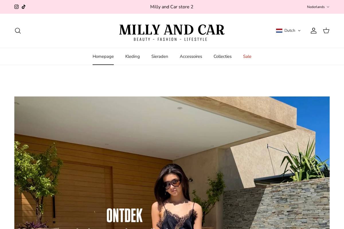 Millyandcar homepage screenshot
