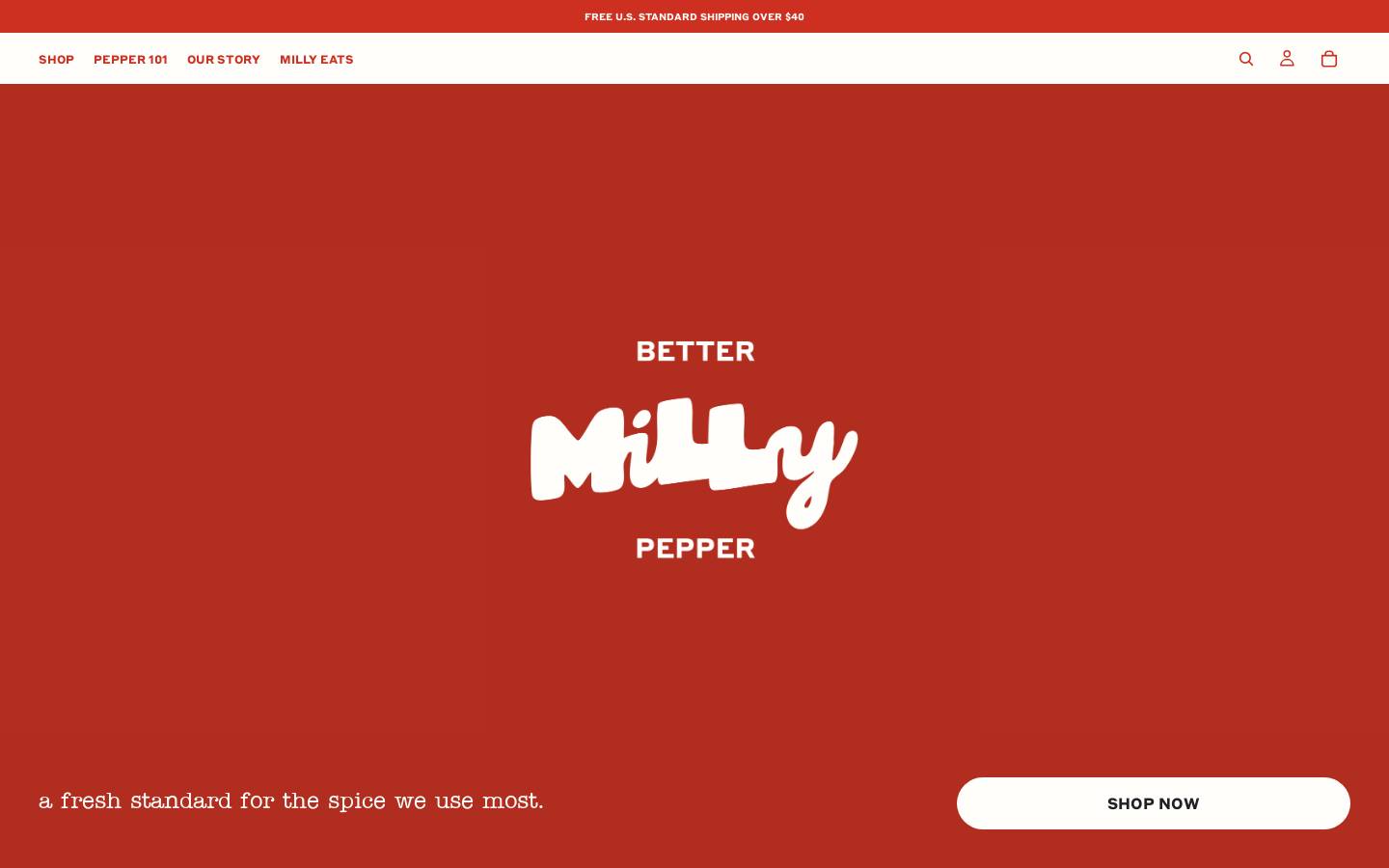 millypepper.com homepage screenshot