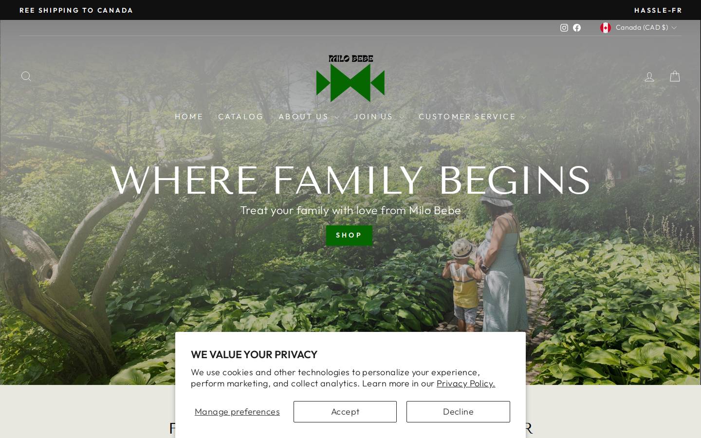 milobebe.com homepage screenshot