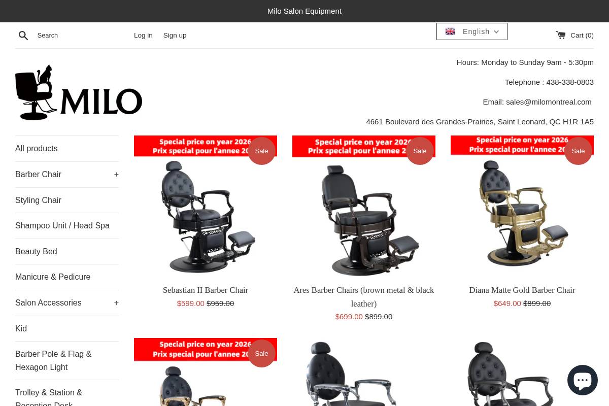 milostore.ca homepage screenshot