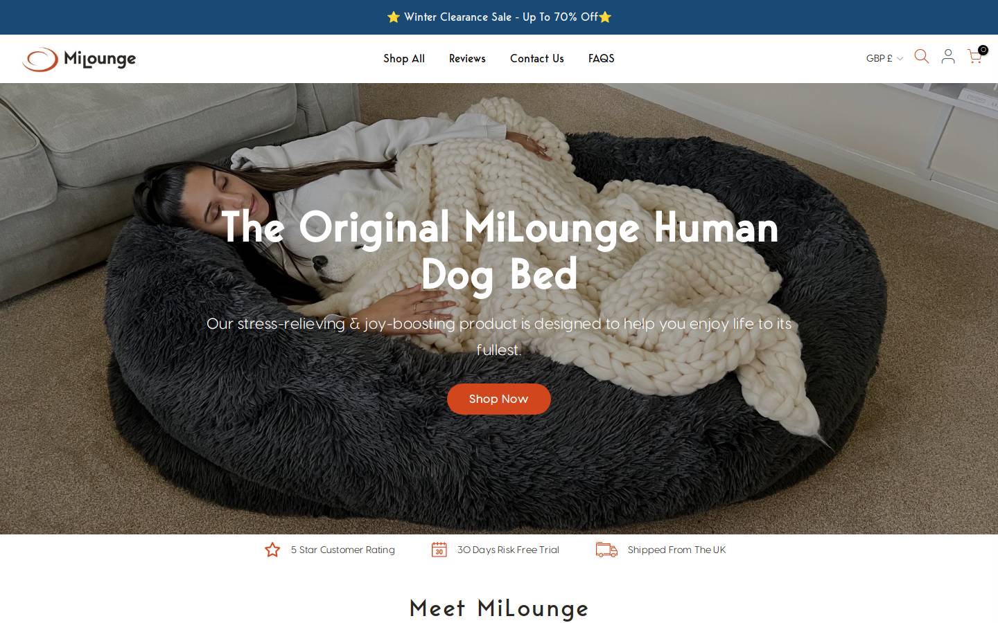 Milounge homepage screenshot