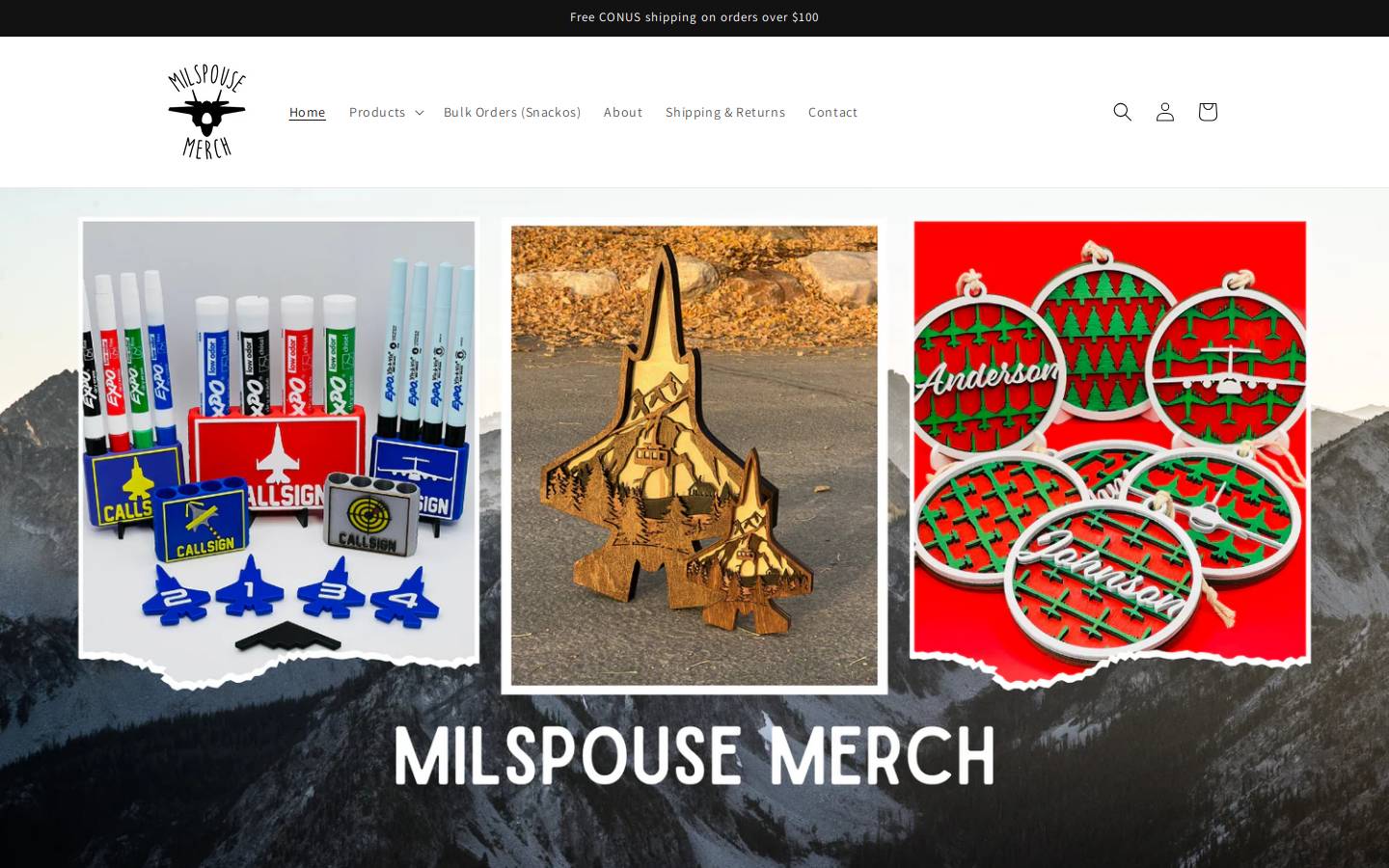 milspousemerch.com homepage screenshot