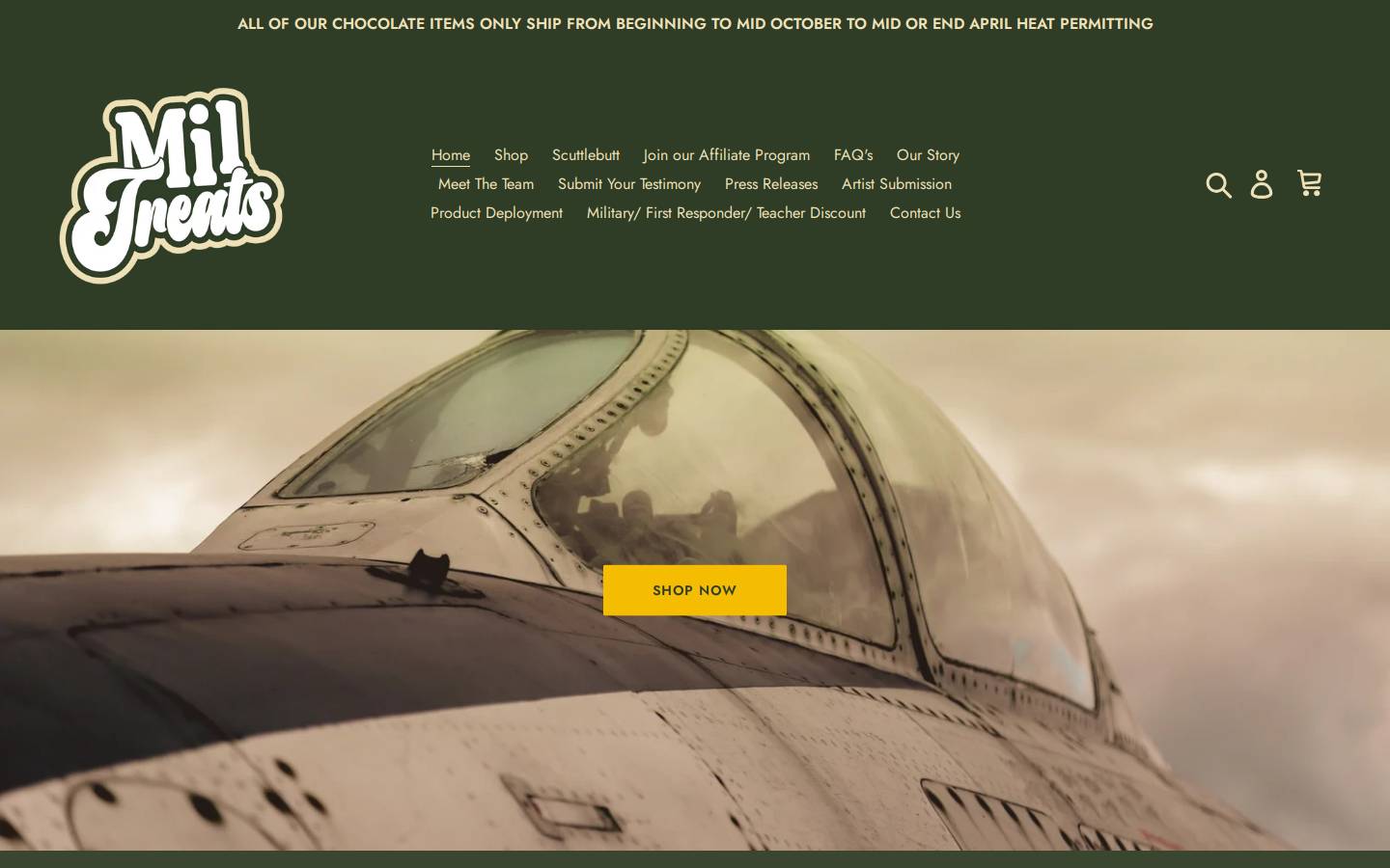 miltreats.com homepage screenshot