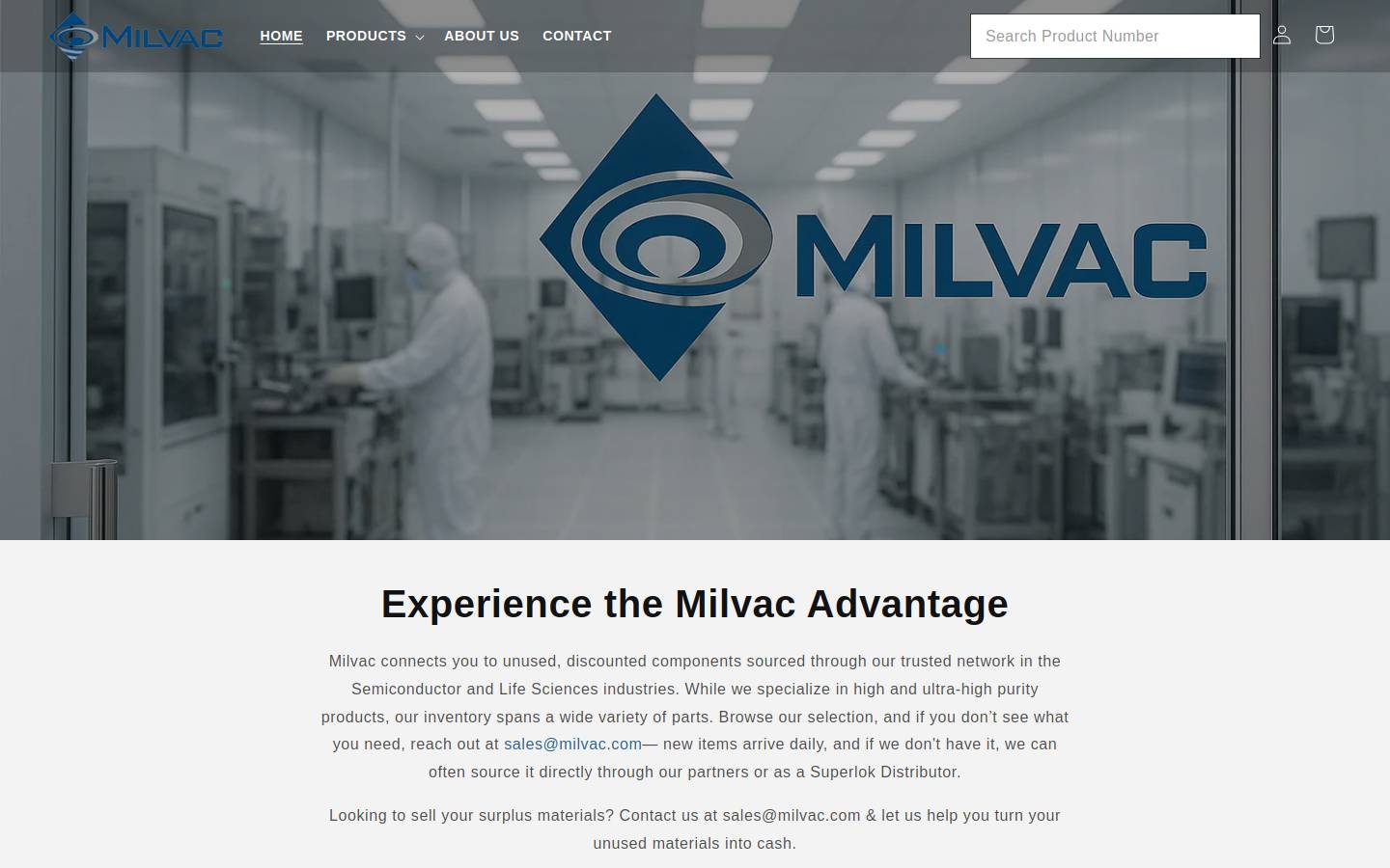 milvac.com homepage screenshot