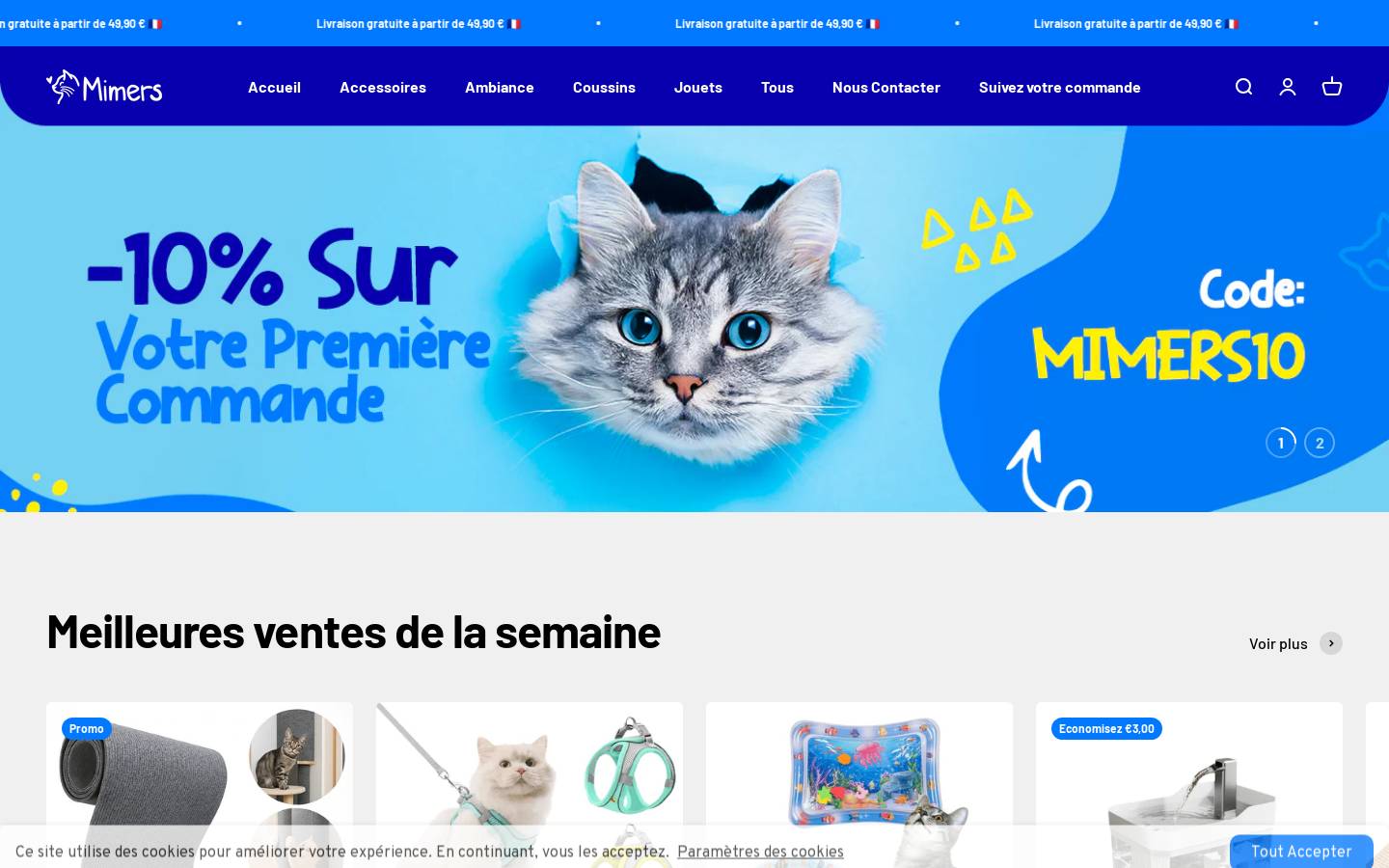 Mimers homepage screenshot