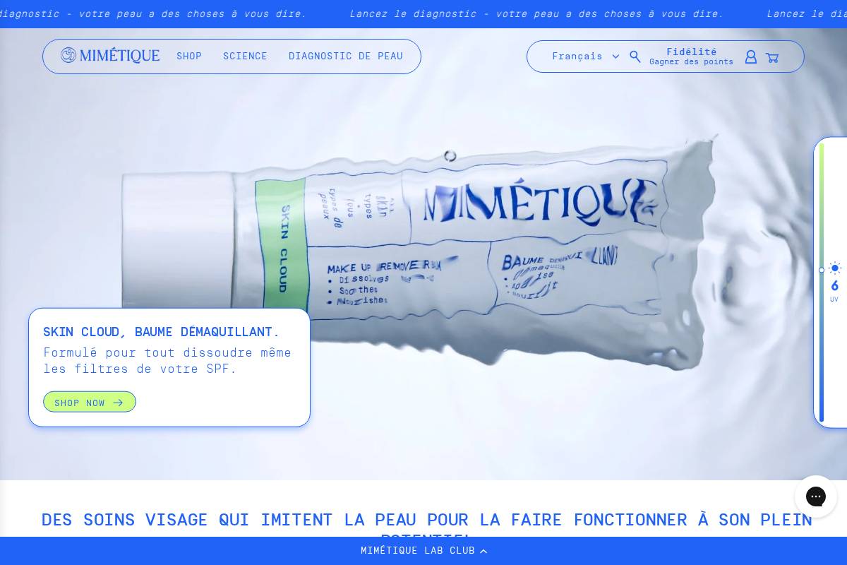 Mimétique homepage screenshot