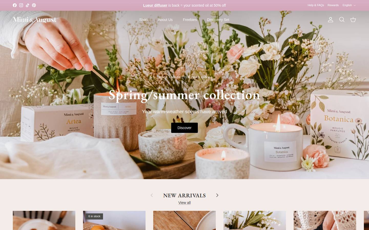 mimiandaugust.com homepage screenshot