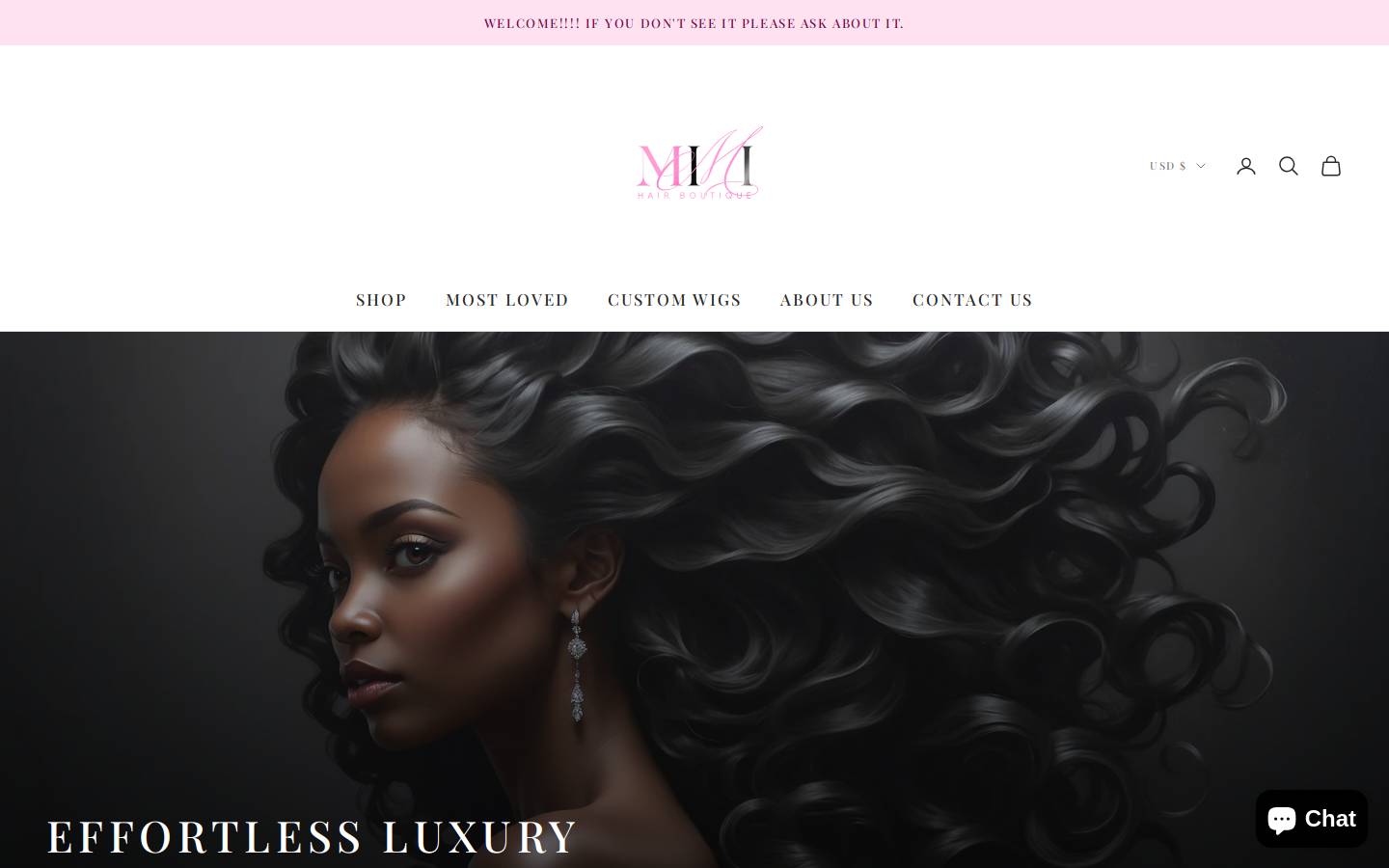 mimihairboutique.com homepage screenshot