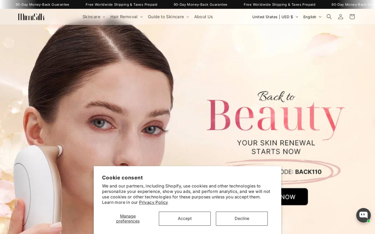 MimiSilk homepage screenshot