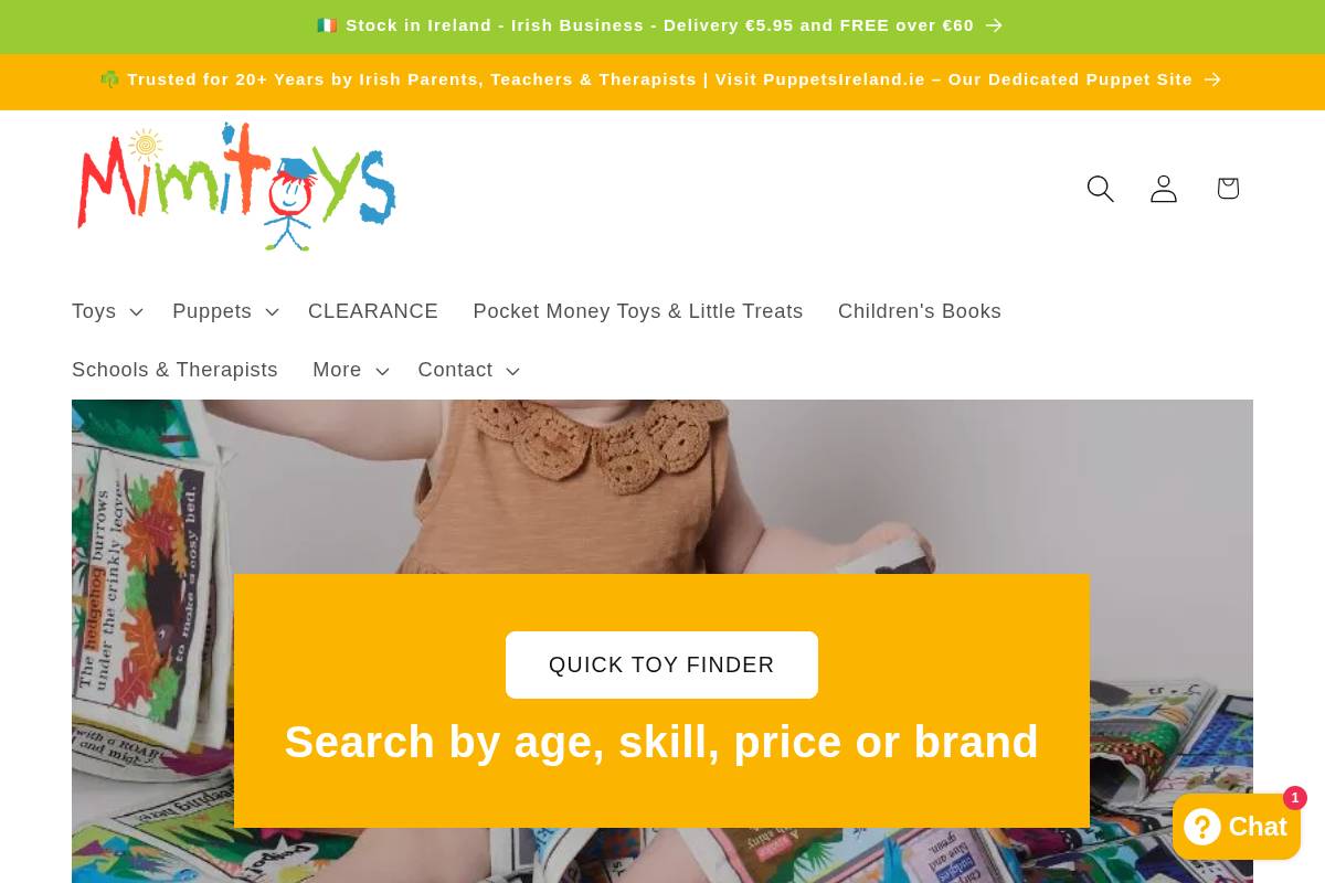 Mimitoys.ie homepage screenshot
