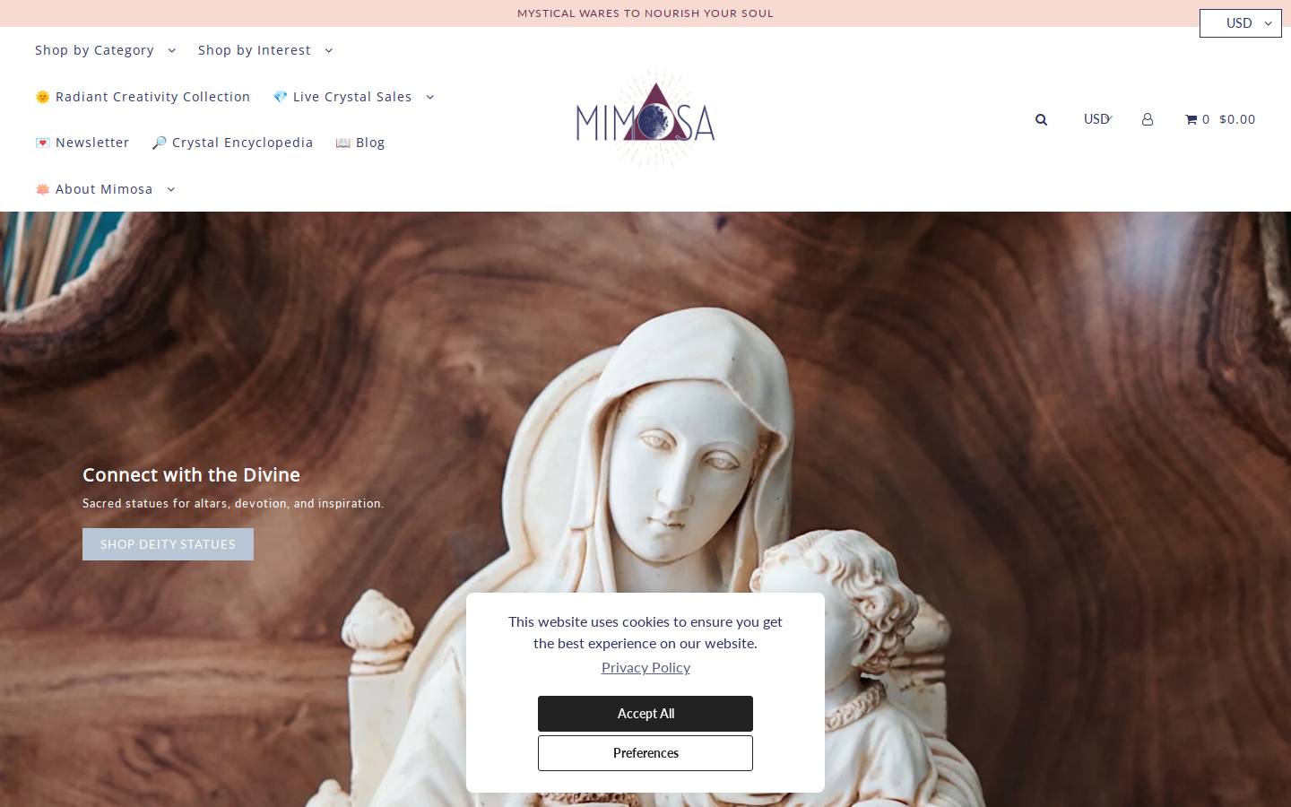 mimosaspirit.com homepage screenshot