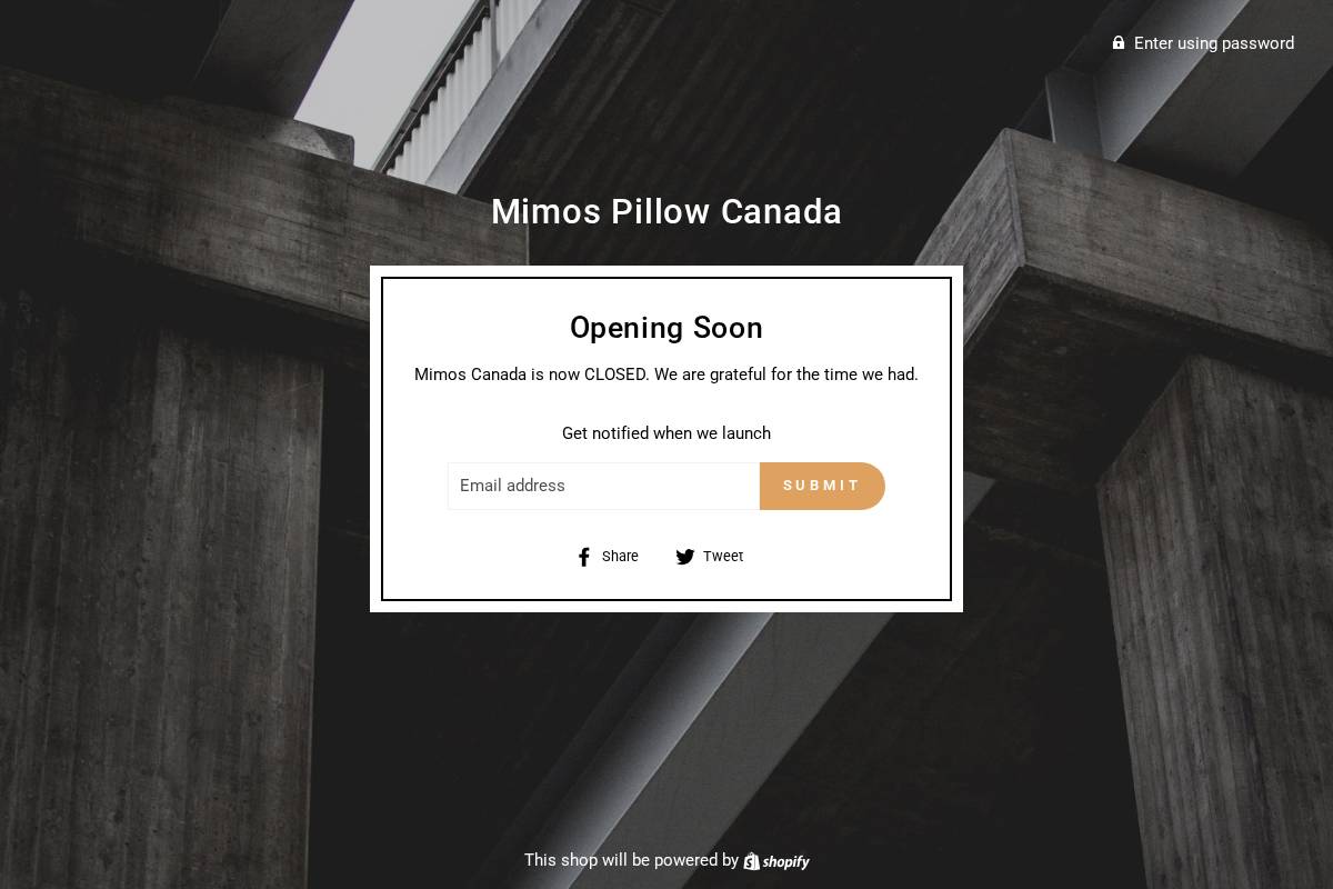 mimospillow.ca homepage screenshot