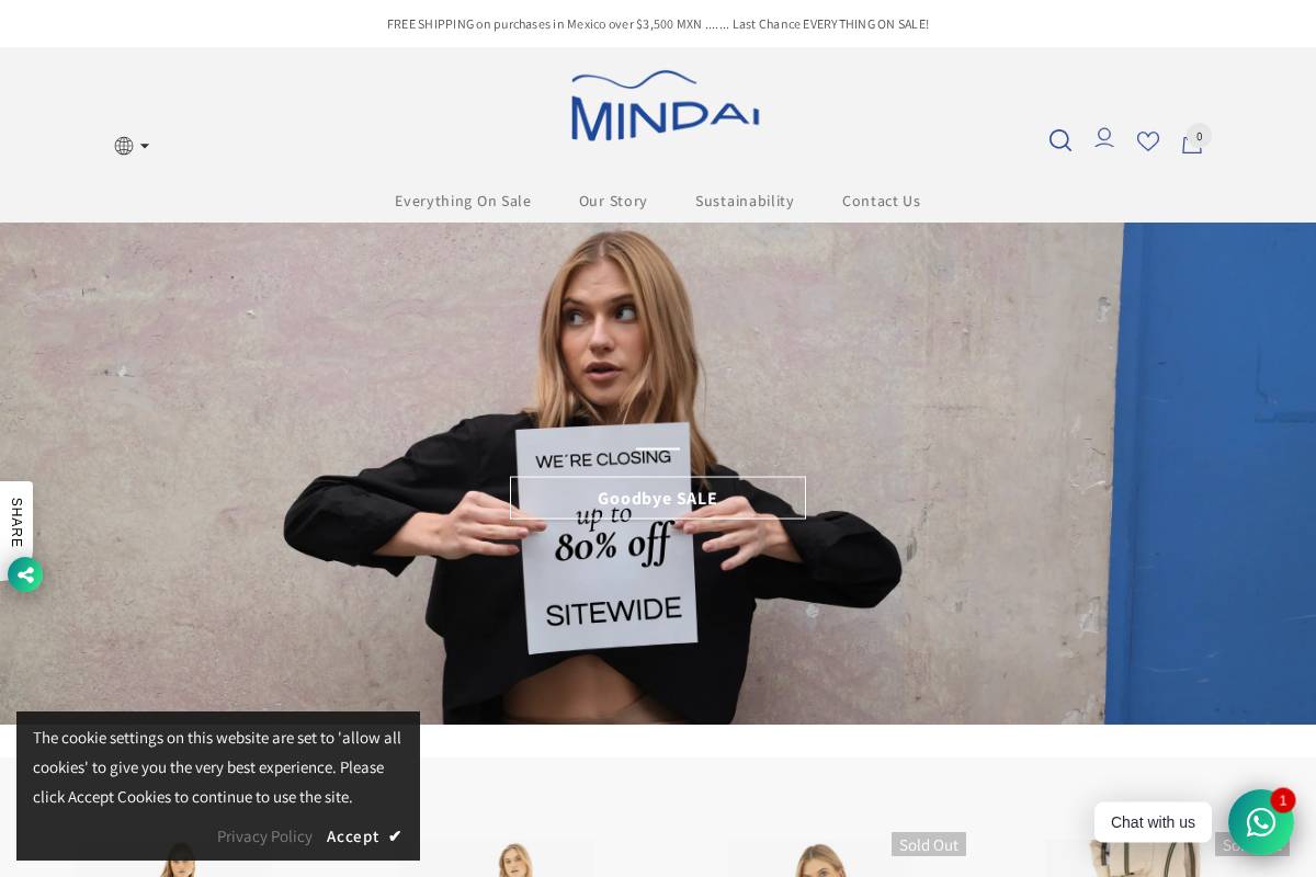mindaiclothing.com homepage screenshot