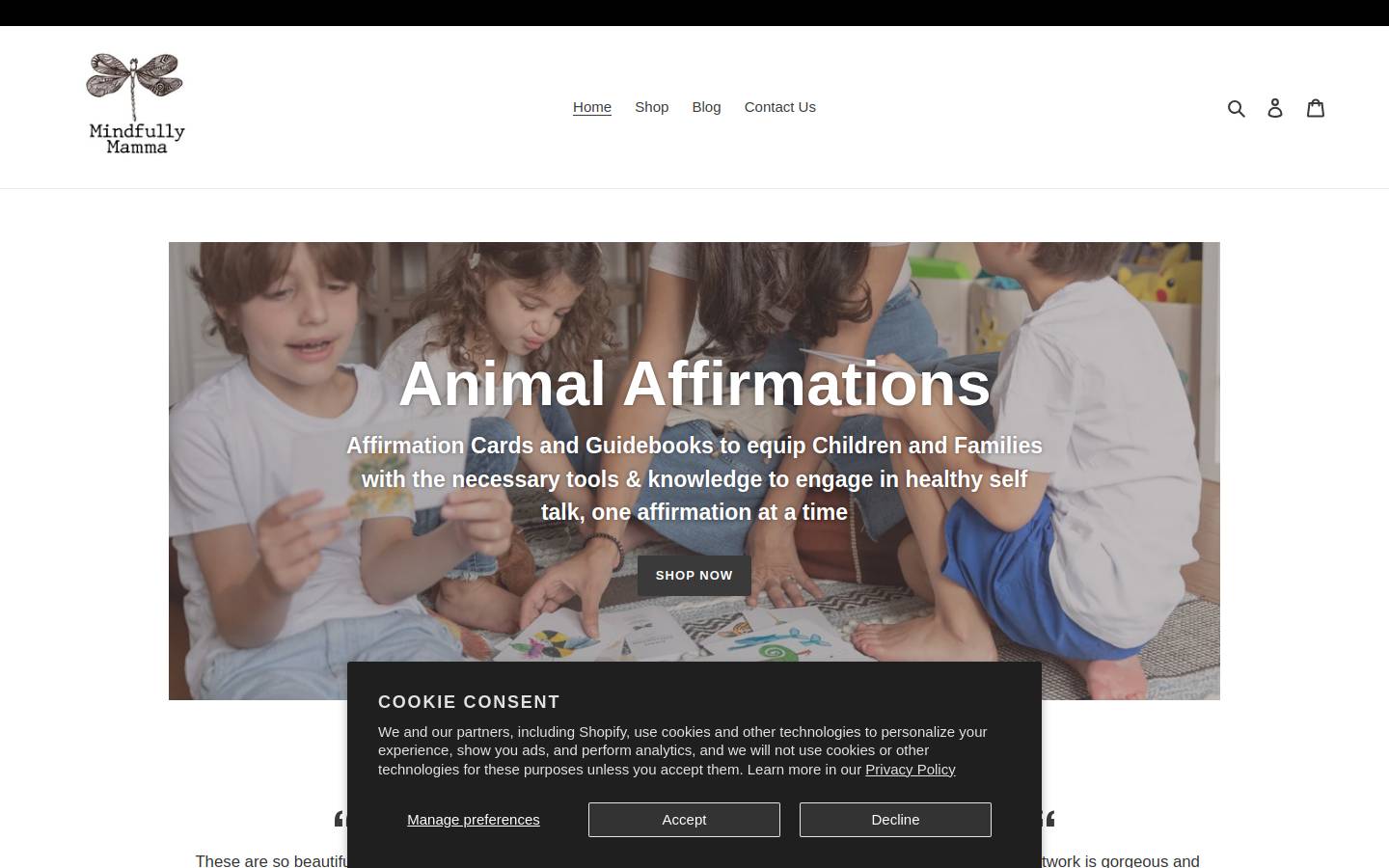 mindfullymamma.ca homepage screenshot