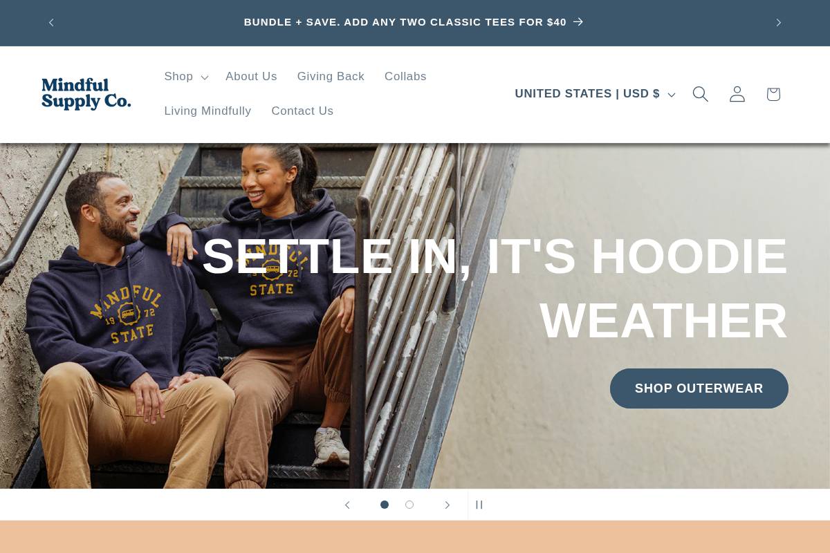 mindfulsupply.com homepage screenshot