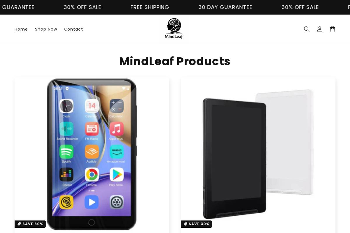 Mindleaf homepage screenshot