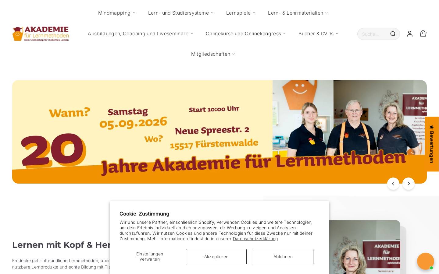 mindmaps-shop.de homepage screenshot