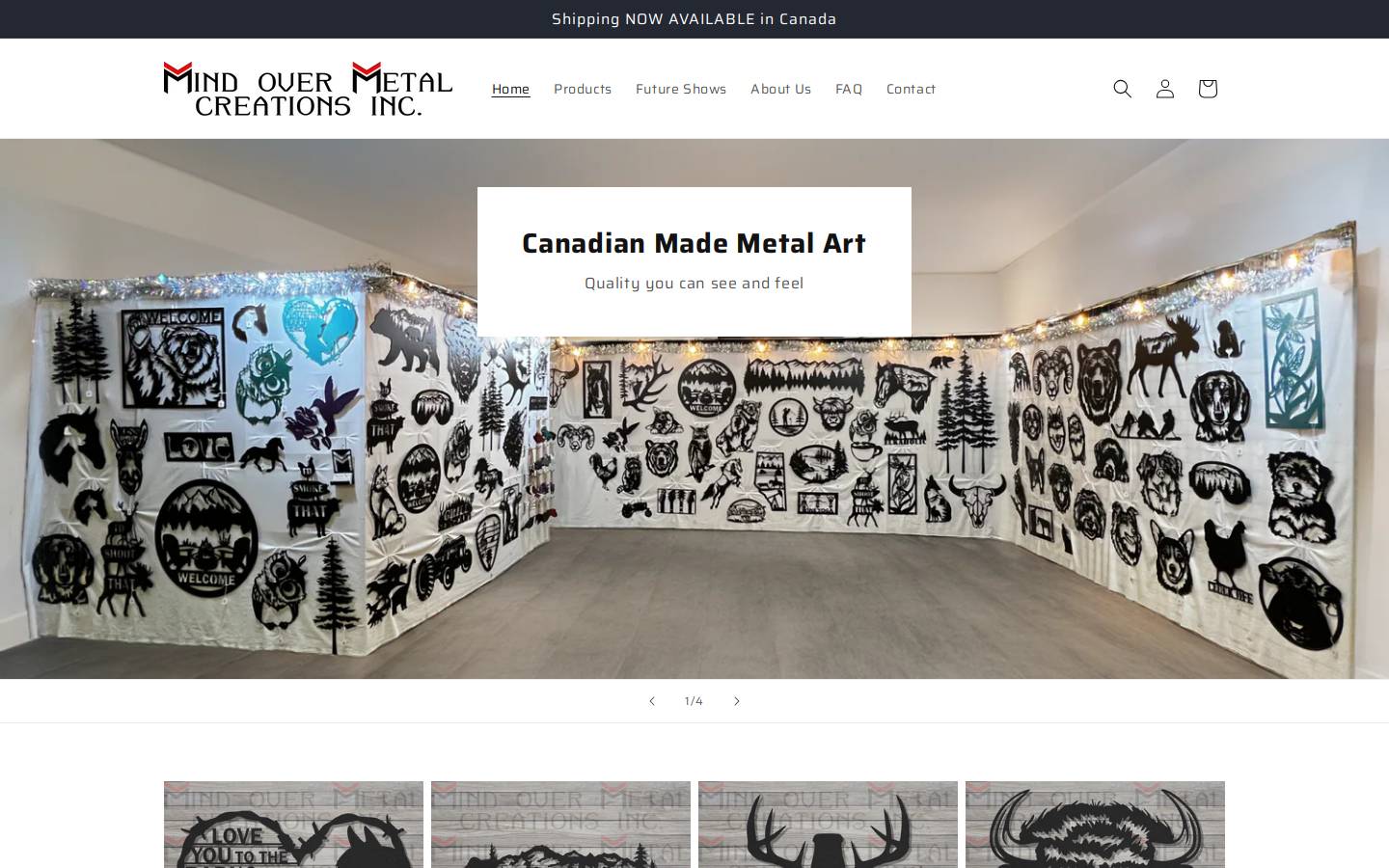 mindovermetalcreations.ca homepage screenshot