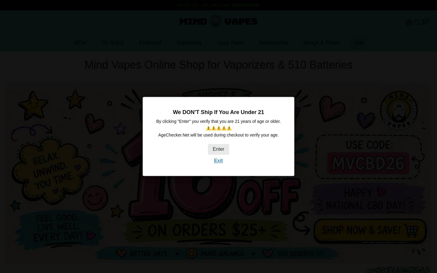 mindvapes.com homepage screenshot