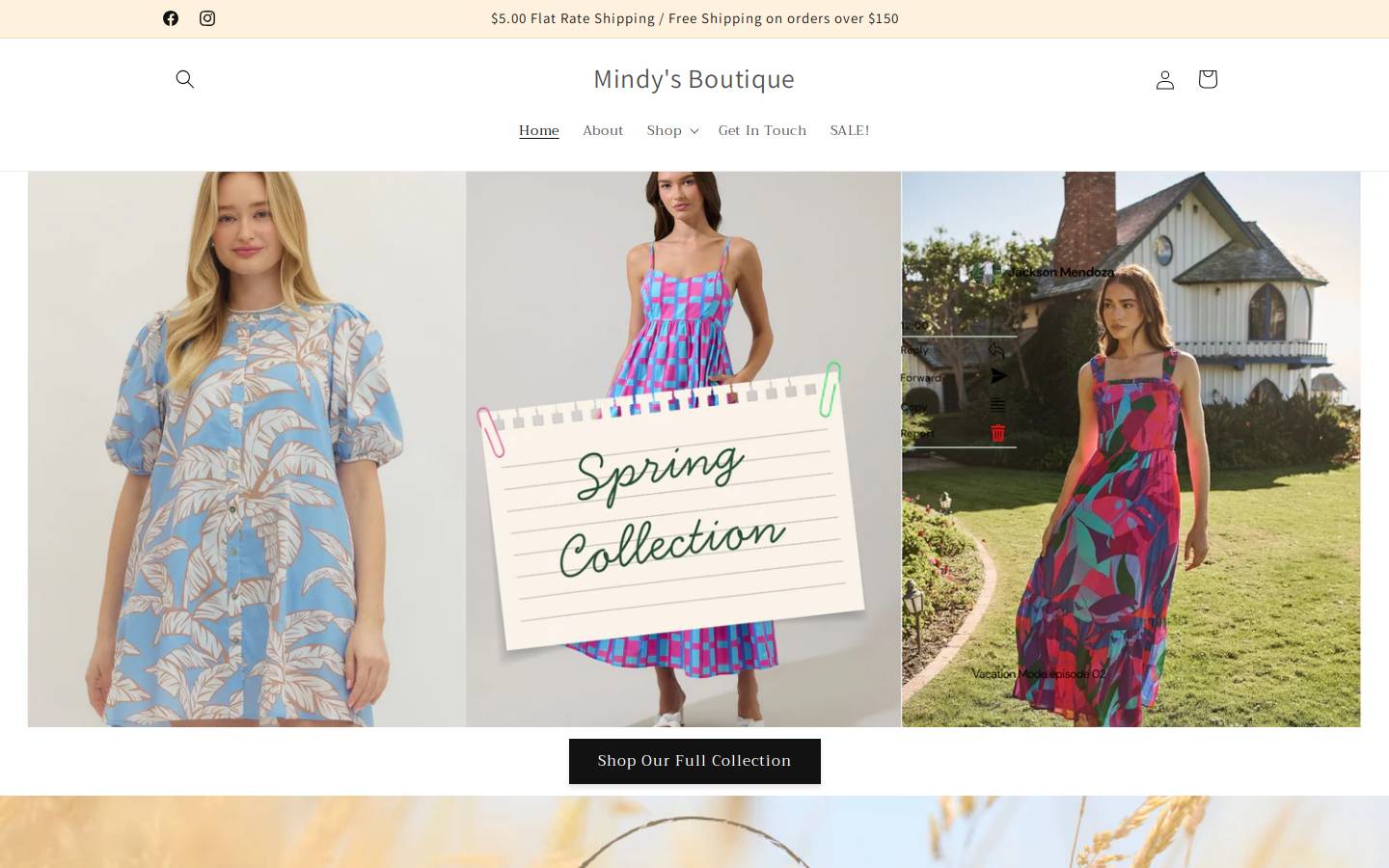 mindys-boutique.com homepage screenshot