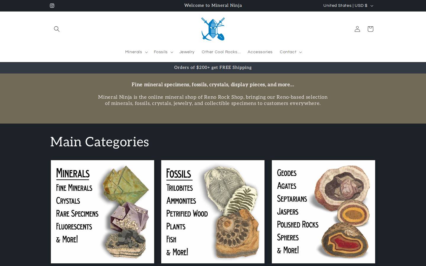 mineralninja.com homepage screenshot