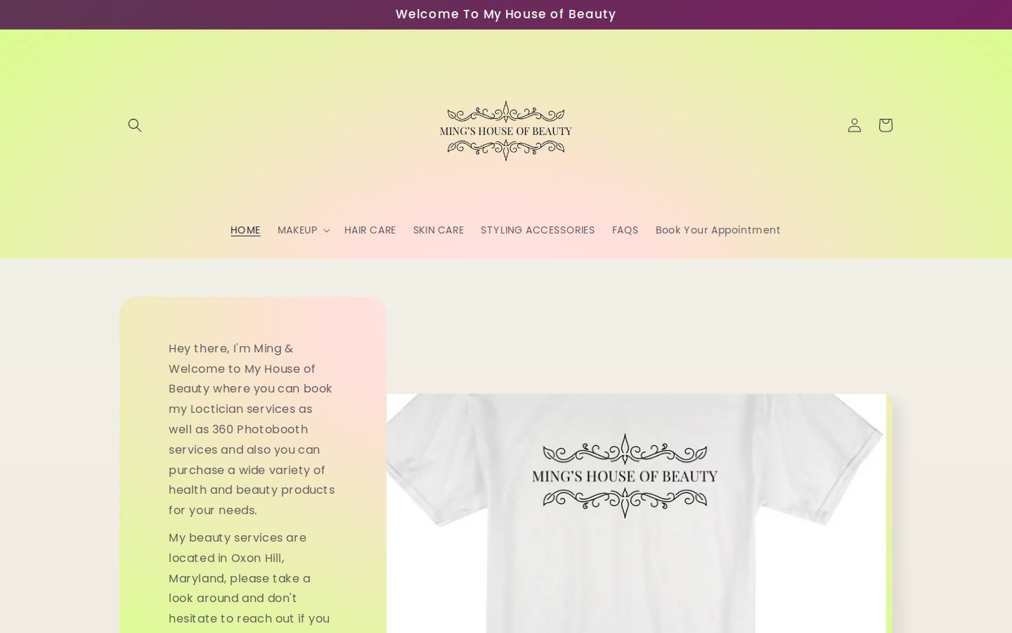 minghousebeauty.com homepage screenshot