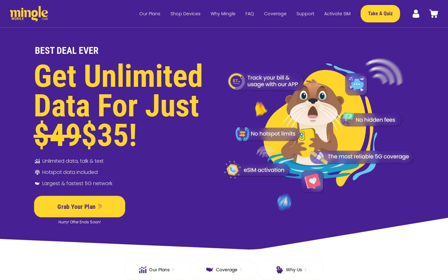 Minglemobile homepage screenshot