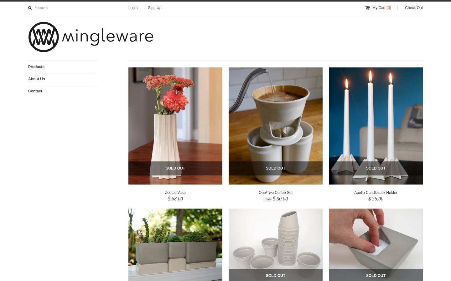 minglewareceramics.com homepage screenshot
