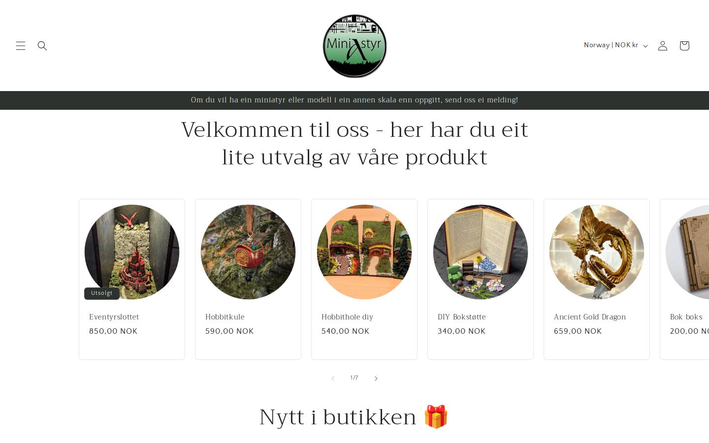 miniastyr.no homepage screenshot