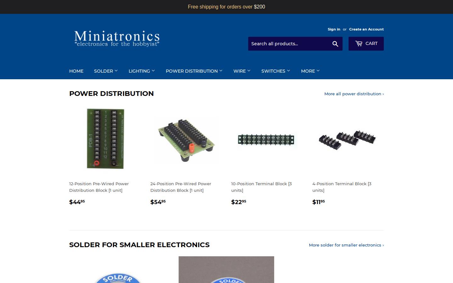 miniatronics.com homepage screenshot