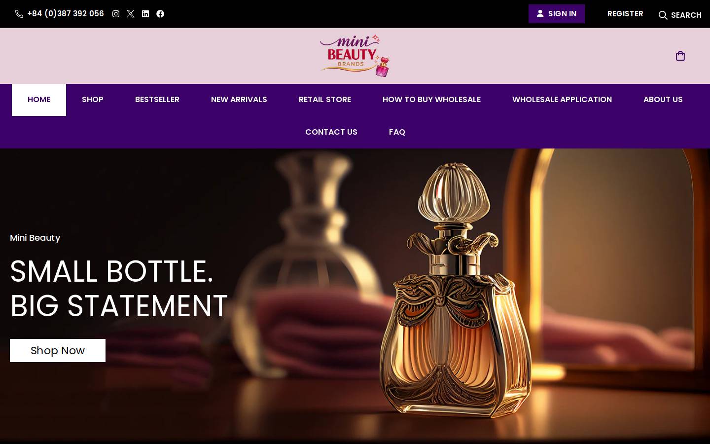 minibeautybrands.com homepage screenshot